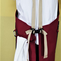 ８号帆布サロペットエプロン　ＳＭサイズ　(赤ワイン×濃グリーン）丈夫なエプロン　男女兼用です。 12枚目の画像