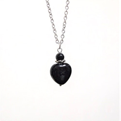 ステンレスチェーン50cm* オニキス・モリオン（黒水晶）のお守りハート