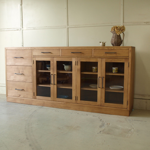 サイドボード002 横200 縦90 奥行40 無垢食器棚キッチンアイアン取手