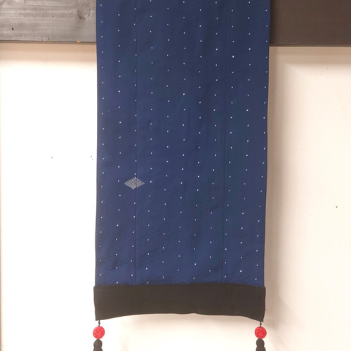古布ハンドメイドタペストリー 藍染 木綿 襤褸 パッチワーク タペストリー 古布 型染の通販 by