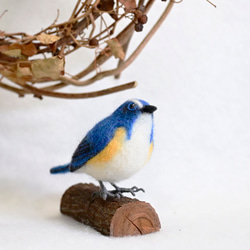 受注後制作】羊毛フェルト 野鳥 小鳥 卓上マスコット ジョウビタキ