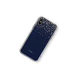 Twinkling Stars★Navy　【強化ガラス × TPUケース】iPhoneケース 5枚目の画像