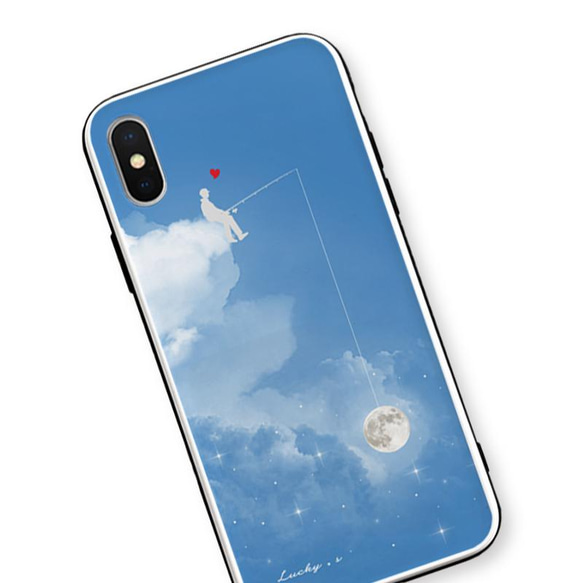 月をかける少年★Morning【強化ガラス × TPUケース】iPhoneケース 3枚目の画像