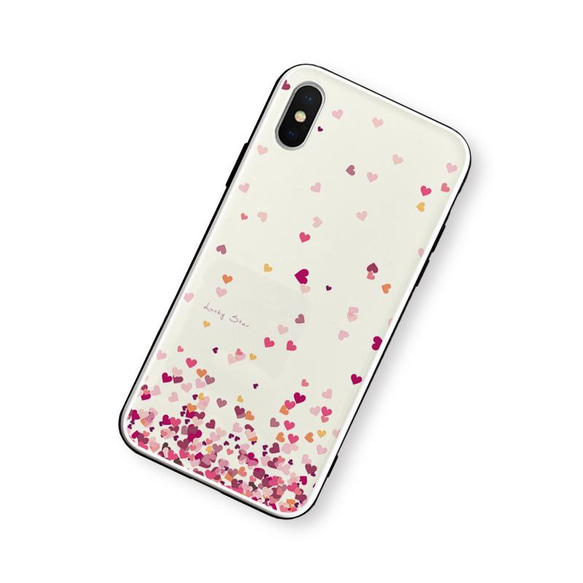 Flying Heart♡クリーム【強化ガラス × TPUケース】iPhoneケース 2枚目の画像