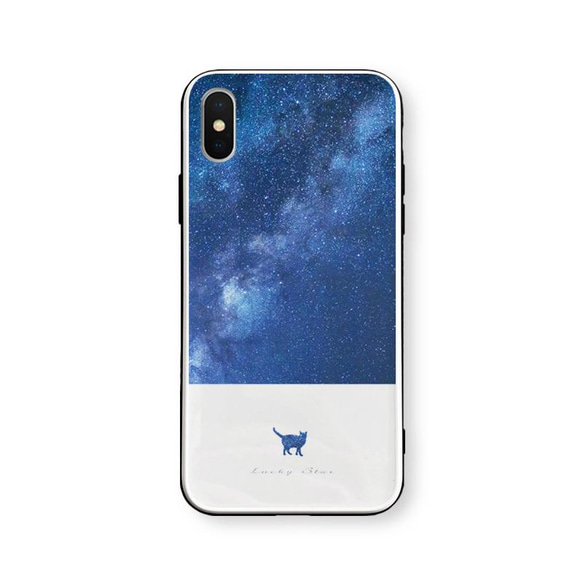 Milky Way☆ネコver.【強化ガラス × TPUケース】iPhoneケース iPhone  