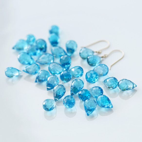 14KGF 高品質瑞士藍托帕石水滴形切割耳環 ~ Natalie 第6張的照片