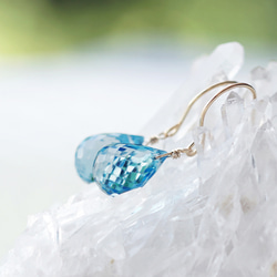 14KGF 高品質瑞士藍托帕石水滴形切割耳環 ~ Natalie 第4張的照片