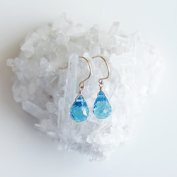 14KGF 高品質瑞士藍托帕石水滴形切割耳環 ~ Natalie 第5張的照片