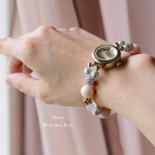 大人のさくらパールのジュエルウォッチ（ブレスレットウォッチ