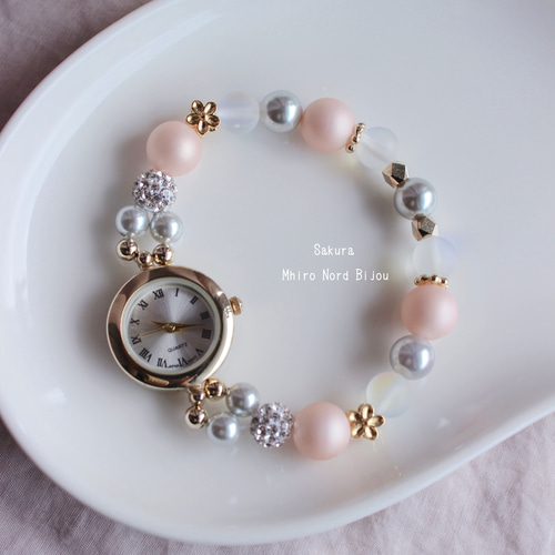 大人のさくらパールのジュエルウォッチ（ブレスレットウォッチ