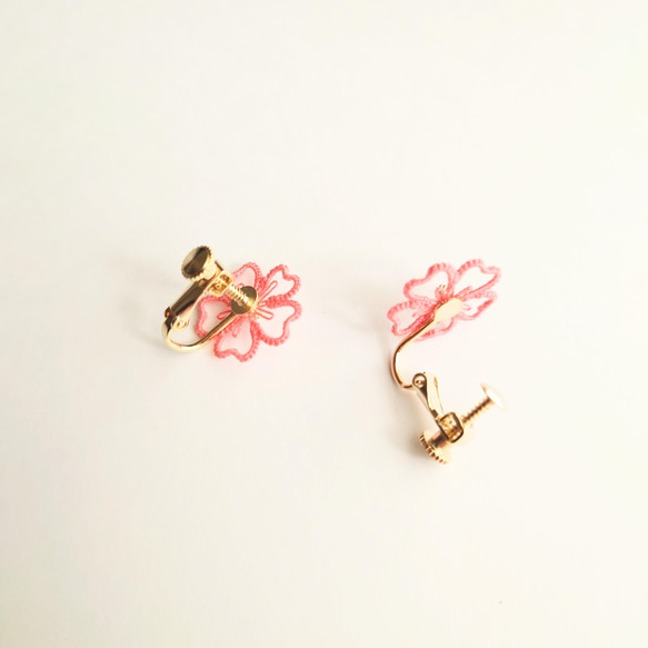 桜のピアス/イヤリング　―咲―　濃ピンク　#321PK 4枚目の画像