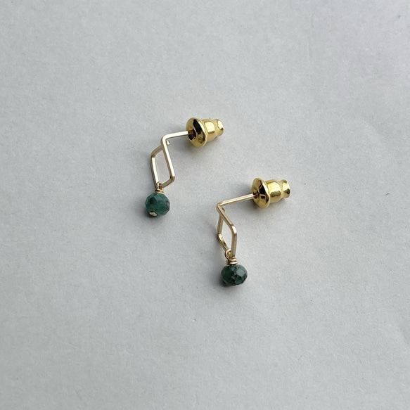 Mini Square pierce Emerald（14KGF）ピアス/イヤリング 6枚目の画像