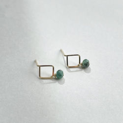 Mini Square pierce Emerald（14KGF）ピアス/イヤリング 5枚目の画像