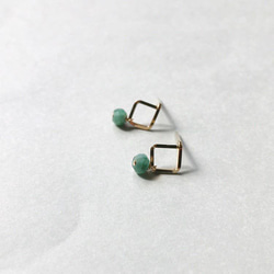 Mini Square pierce Emerald（14KGF）ピアス/イヤリング 3枚目の画像