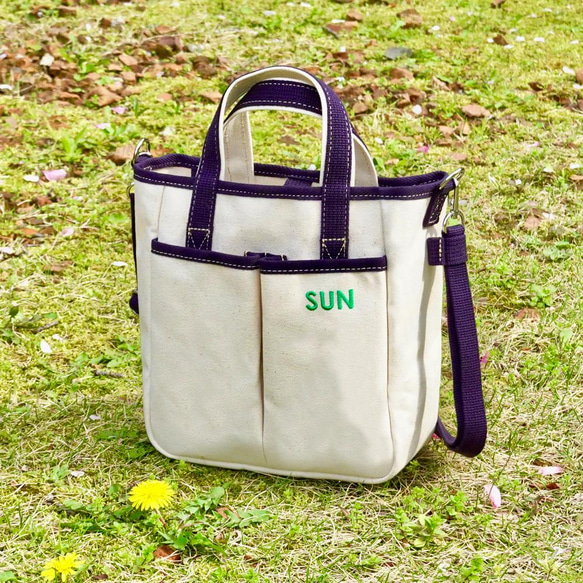 63%OFF お散歩 キャンバス SUN ショルダー トート 帆布 2WAY バッグ 軽量 1枚目の画像