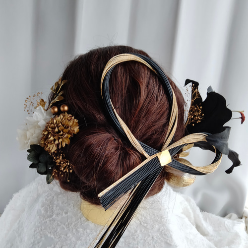 成人式の髪飾り 水引リースリボン×アップスタイル 成人式 成人式髪飾り 卒業式