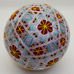 てまり「星かがりの梅、雪見梅」赤地、白藤果桃水青草 手まり 手毬