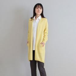 【質地光滑！ 】 日本紙 x 棉質帶口袋長開襟衫【黃色】 第2張的照片