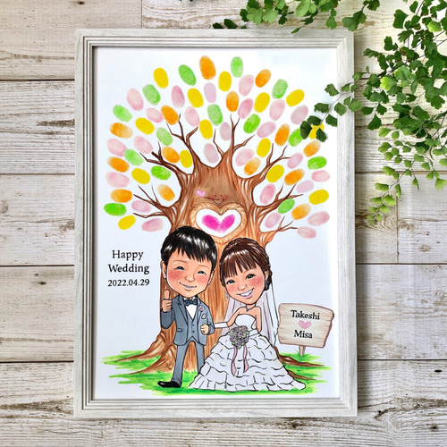 送料無料！フレーム付き☆似顔絵ウェディングツリー☆スタンプツリー