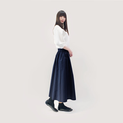 ★残1枚★販売終了SALE★30%OFF★ 大人ピンドット 紺 白 ロングスカート 綿 ●STELLA-NAVY● 1枚目の画像