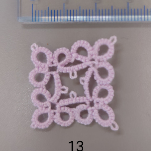 タティングレース編み ☆ モチーフ5枚 カラー レース ひめフラワー
