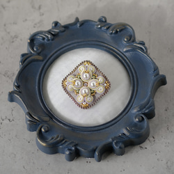 まるしかくなブローチ（アイボリーゴールド）/ソウタシエ刺繍/soutache/ご褒美 3枚目の画像