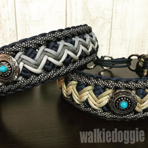 パラコード手編み幅広首輪#478 中型犬〜超大型犬向き ハーフチョーク