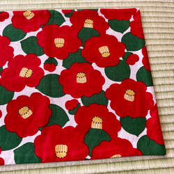 30×40ランチマット 椿柄(赤×キナリ) ランチョンマット