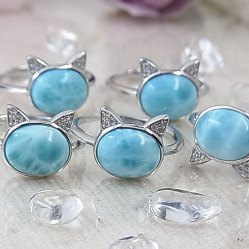 ☆プレゼントにピッタリ☆にゃんプチ＠ラリマー◇キラキラお耳が可愛い