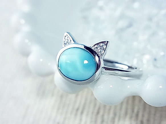 ☆プレゼントにピッタリ☆にゃんプチ＠ラリマー◇キラキラお耳が可愛い