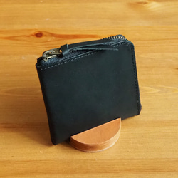 イタリアンレザー トスカーナ L字ファスナー ミニ財布 (ブラック