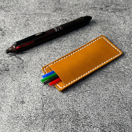 手縫】キャメル色フリクションボールペン替え芯本革ケース その他