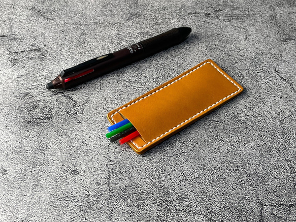 手縫】キャメル色フリクションボールペン替え芯本革ケース その他