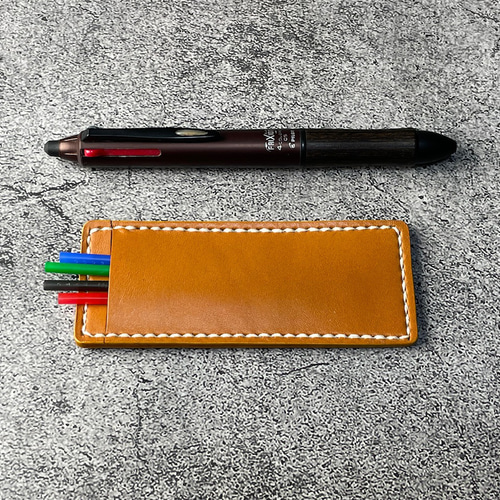 手縫】キャメル色フリクションボールペン替え芯本革ケース その他