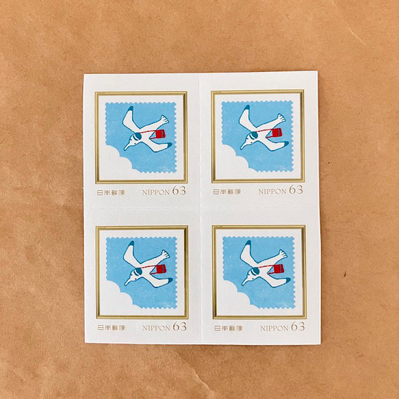 カモメ63円フレーム切手4枚 1枚目の画像