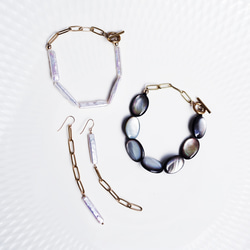 14KGF淡水珍珠和手術不銹鋼鏈條長耳環~Nina 第7張的照片