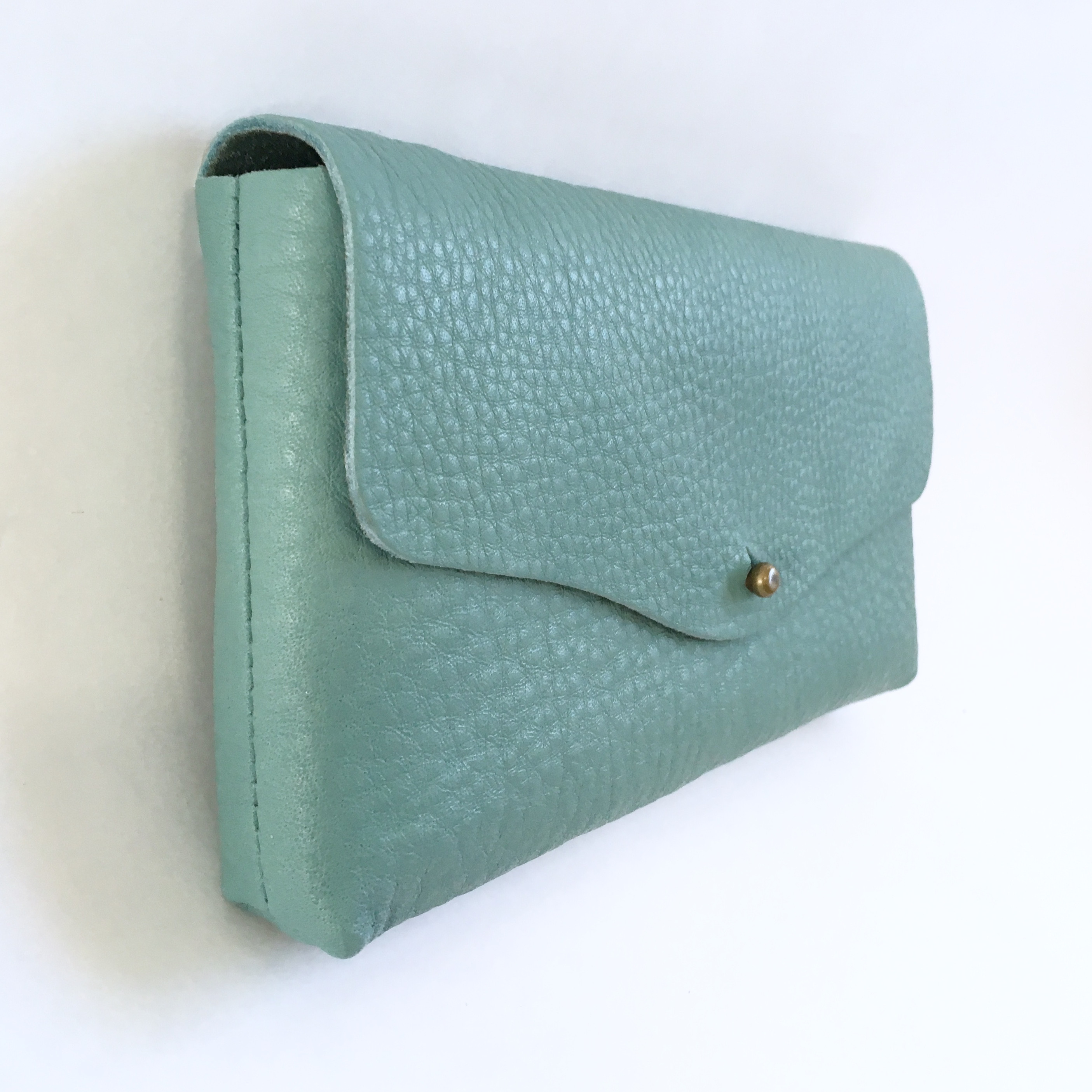 『2025再販』牛シュリンクレザーと牛床ベロアのシンプル長財布【スカイブルー】