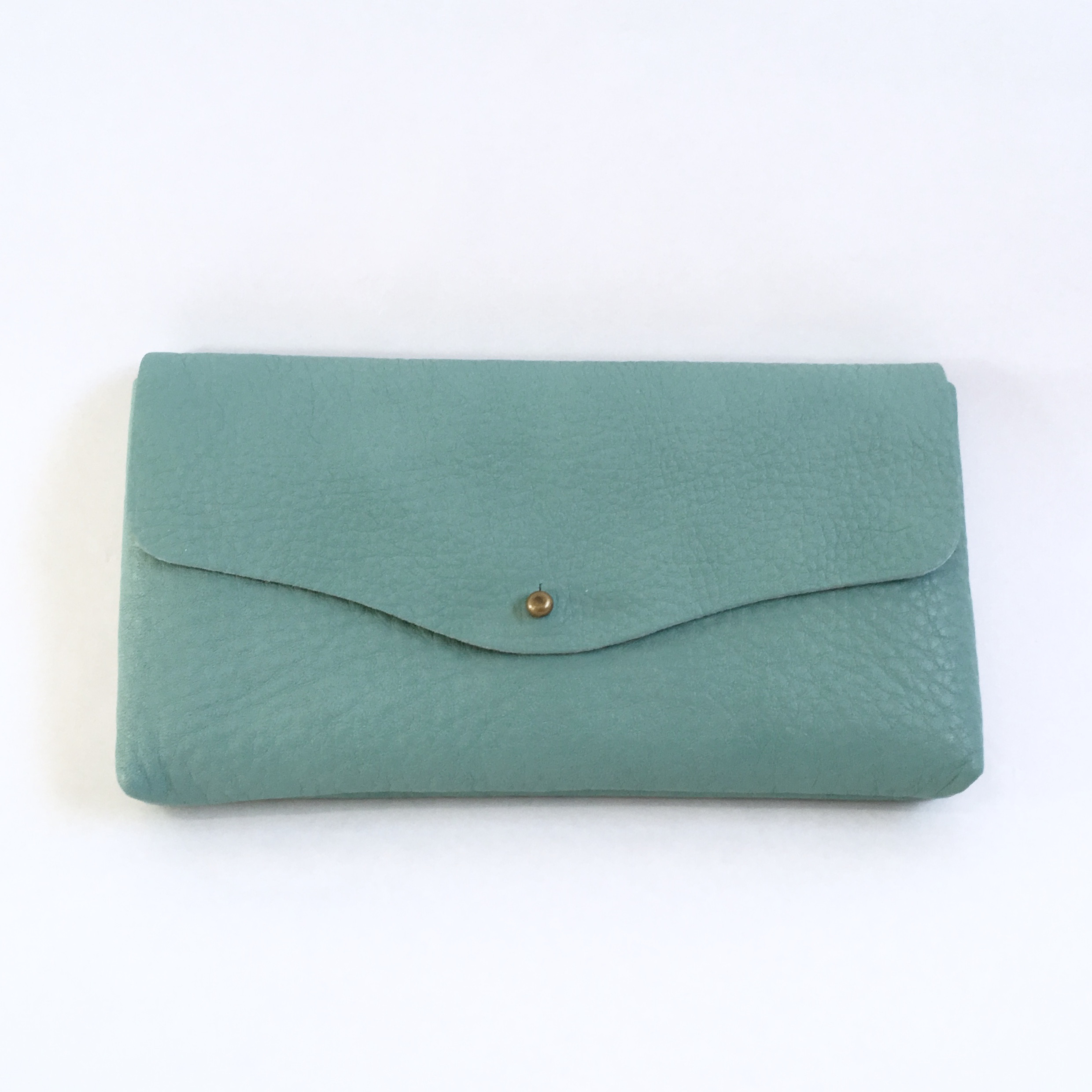 『2025再販』牛シュリンクレザーと牛床ベロアのシンプル長財布【スカイブルー】