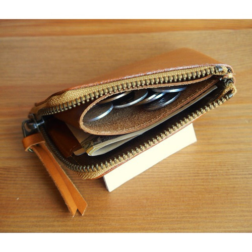 イタリアンレザー トスカーナ L字ファスナー ミニ財布 (キャメル