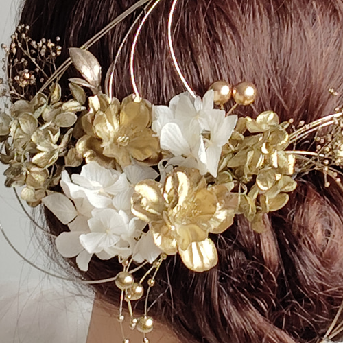 金桜とパールシャワーの成人式髪飾り ヘアアクセ ヘアアクセサリー