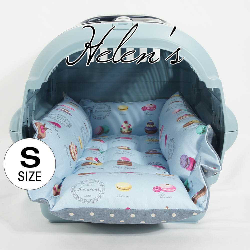 【送料*無料】キャリークッションベッド/クレートクッション マカロンブルードット　Sサイズ