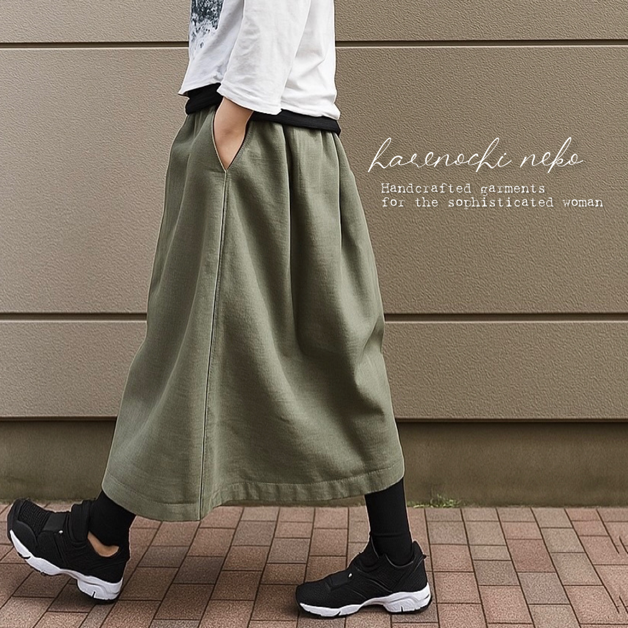 【2026再販】■7日内発送■マキシスカート好きが作った歩く度揺れる。フレア リネン ロングスカート ウエストゴム 冬