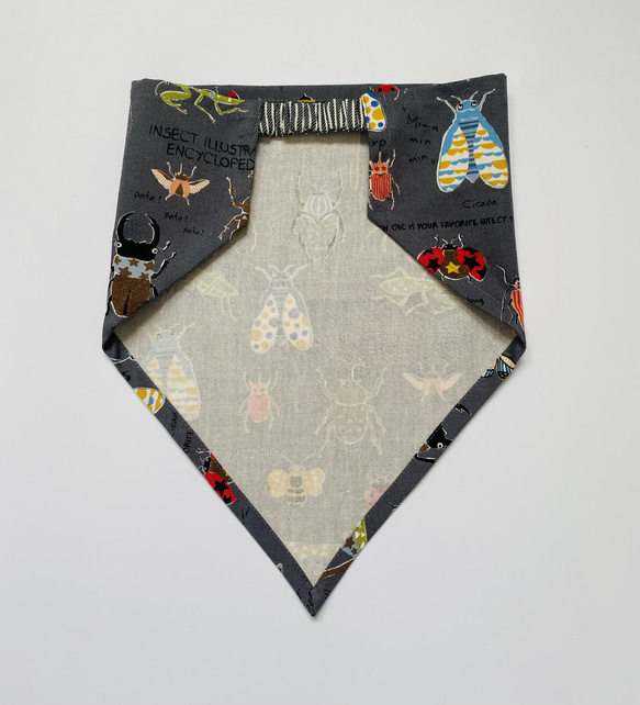 昆虫柄☆こどもエプロン100〜110サイズ、三角巾、巾着の3点セット 7枚目の画像