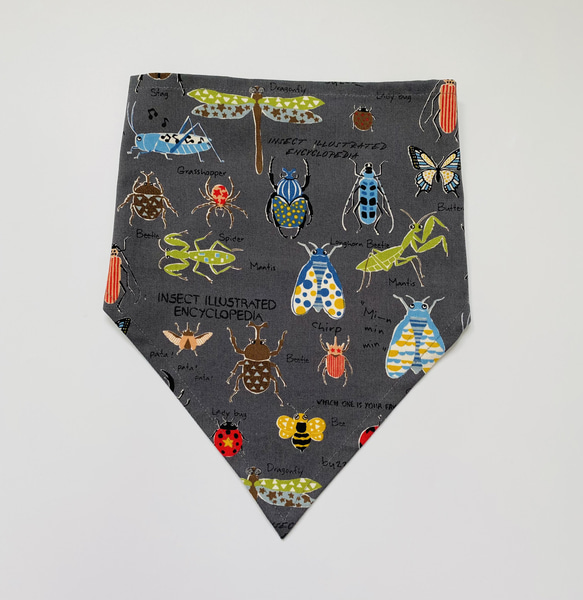 昆虫柄☆こどもエプロン100〜110サイズ、三角巾、巾着の3点セット 6枚目の画像