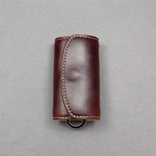 カードも入るキーケース 6連 クロムエクセル/ヌメ革 バーガンディ