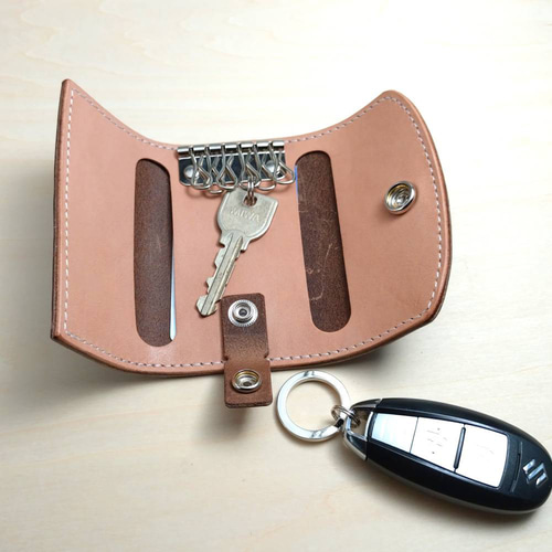 カードも入るキーケース 6連 クロムエクセル/ヌメ革 バーガンディ