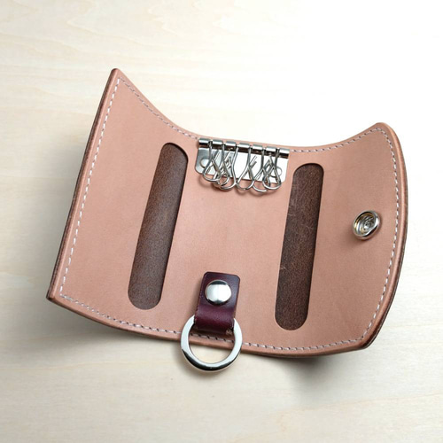 カードも入るキーケース 6連 クロムエクセル/ヌメ革 バーガンディ