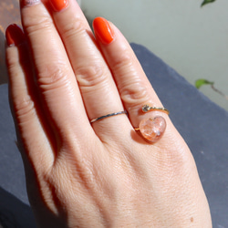 Kirakira♦︎橙色日光石♦︎心叉戒指天然石 第2張的照片