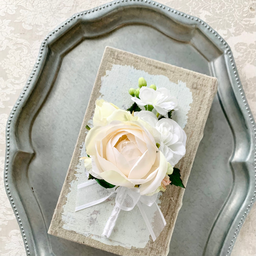 ウェディングブーケ ホワイト 白 アンティーク ティアドロップブーケ