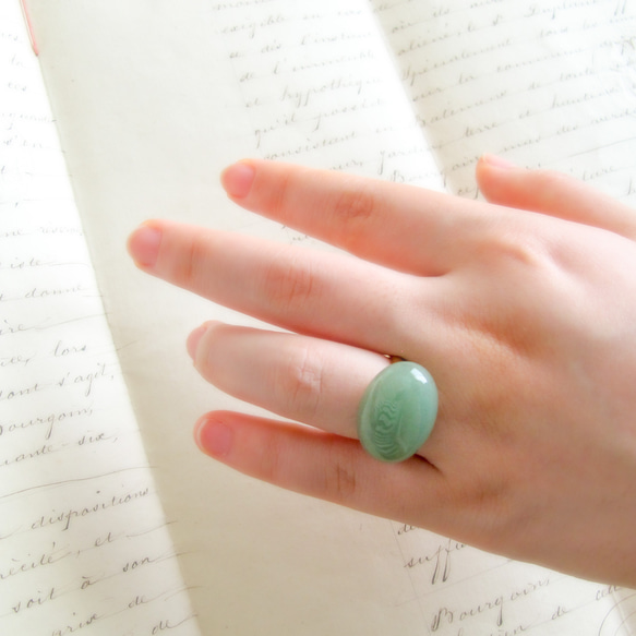 天然石グリーンアベンチュリンリング 指輪・リング 夕漣 sekiren 通販